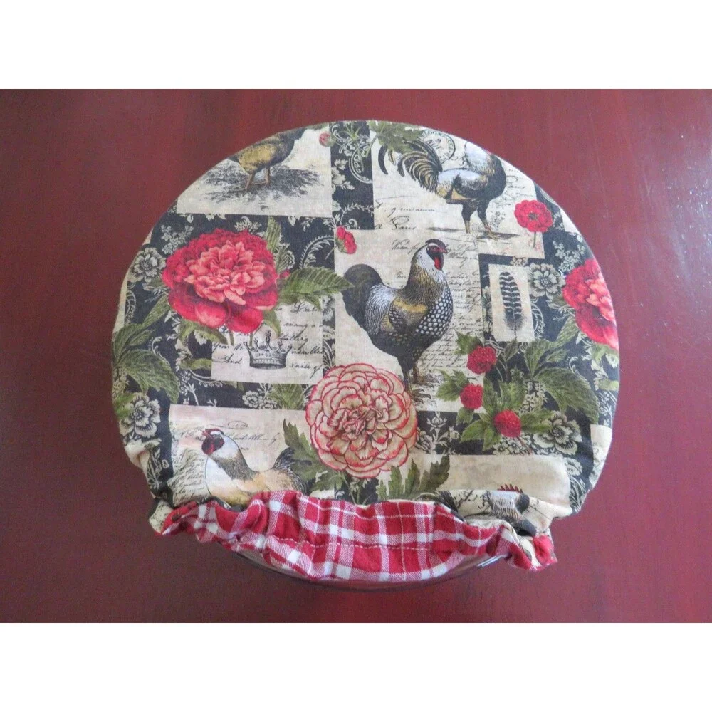 Kitchenaid Reversible Chickens and Red Plaid Mixer Bowl Cover